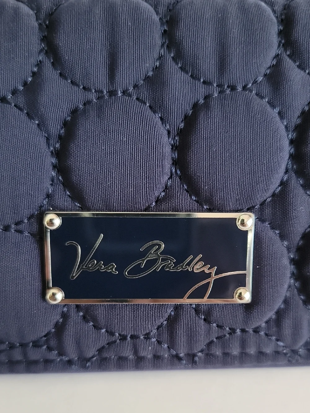 VERA BRADLEY DARK NAVY BLUE TRIFOlD CHECKBOOK WALLET - Picture 3 of 10